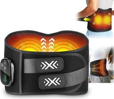 „Heat Belt“ nugaros šildymo pagalvėlė su automatiniu išjungimu, 5000 mAh | Belaidis nugaros šildytuvas-masažuoklis su 3 vibracijos režimais, 5 šilumos lygiais ir 3 laikmačiais, nugaros atraminis diržas su masažo funkcija, dovanos tėčiui ir mamai
