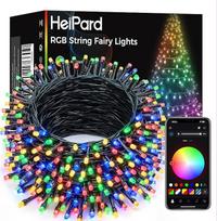 „HeiPard“ išmaniosios RGB LED girliandos, 20 m, 200 LED lempučių, keičiančių spalvą, su programėle ir nuotolinio valdymo pultu, skirtos naudoti patalpose ir lauke (IP44), valdymas balsu ir muzika – Kalėdoms, vakarėliams ir dekoravimui