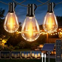 „HeiPard“ saulės energija maitinama lauko šviesų girlianda, 15 m, 25 + 2 LED lemputės, nuotolinio valdymo pultas