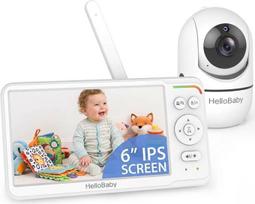 „HelloBaby“ kūdikių stebėjimo sistema su 6 colių pasaulyje pirmuoju IPS ekranu, 30 valandų baterija, nuotoliniu būdu valdomu kameros pasukimu, pakreipimu ir priartinimu, vaizdo ir garso stebėjimo kamera be „Wi-Fi“, ECO, VOX, dvipusis ryšys