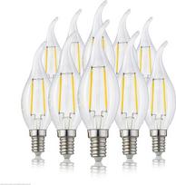 „hellum“ 207309 LED lemputė E14, 10 vnt. pakuotė, žvakės formos, „Candle Wind“ lemputė E14, LED lemputė, šilta balta, 250 liumenų, 2,5 W, atitinka 25 vatų žvakės formos lemputes, 2700 kelvinų, skaidri