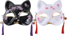 „Hemobllo Sakura“ kačių kaukė, 2 vnt. Japonietiška plastikinė lapės kaukė, skirta Helovinui, cosplay, kaukių baliui, šokių vakarėliui ir dekoravimui