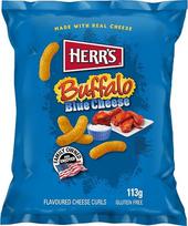„Herr’s“ sūrio garbanėlės su „Buffalo Blue“ sūrio skoniu – „American Cheese Flips“, be glitimo, „Hot & Rooty“, 4 oz