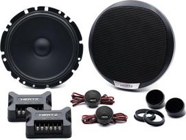 „Hertz K 165 Fan Edition“ dviejų krypčių komponentinė sistema, 165 mm, 300 W | Vandeniui atsparus presuotas popierius, 24 mm PEI aukšto dažnio garsiakalbis, su kryžminiu filtru, 6,5 colio, 50 W RMS, 4 omai, 92 dB, su grotelėmis