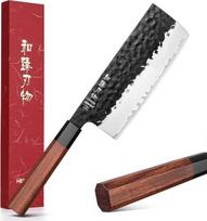 „HEZHEN“ „Nakiri“ peilis, japonų stiliaus kapojimo peilis, universalus peilis, azijietiškas virėjo peilis mėsai ir daržovėms pjaustyti, ergonomiška aštuonkampė rankena iš raudonmedžio