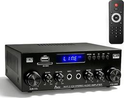 „Hi-Fi“ stiprintuvas AK52 Mini „Bluetooth“ stereo garso stiprintuvas-imtuvas, 12 V/220 V, 50 W + 50 W, 2.0 kanalų skaitmeninis galios stiprintuvas, garso stiprintuvas su FM radiju, SD/USB kortelių įvestimi, skirtas namams arba automobiliui