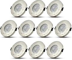„HiBay“ LED įleidžiamieji prožektoriai, IP44, GU10, vonios kambario lubų prožektoriai, montavimo skylės skersmuo 68 mm, komplekte su 5 W lempute, šilta balta šviesa, 230 V, 10 vnt. pakuotė | Lubų prožektoriai, šilta balta šviesa, 230 V, apvalūs, skirti vo