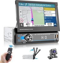 „Hikity“ 1 DIN automobilių radijas su 7 colių rankiniu išslystančiu jutikliniu ekranu | Radijas su išslystančiu ekranu, „Bluetooth“ su mygtuku, 2 USB jungtimis, SWC, FM radiju, AUX, TF, „Type-C“ įkrovimu, mikrofonu, „MirrorLink“ ir galinio vaizdo kamera