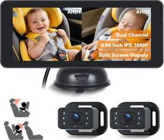 „Hikity“ 2 vaikiškos automobilinės kameros su 6,86 colio HD 720p monitoriumi automobiliui