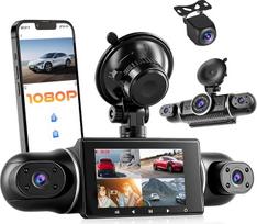 „Hikity“ 3 colių 1080P „Wi-Fi“ vaizdo registratorius „4 Dash Cam“ su DVR, G-jutikliu ir 64 G TF kortele | Vaizdo registratorius, valdomas per automobilio programėlę, su 360° kampu, 24 val. stovėjimo režimu, ciklinio įrašymo funkcija, automobilinė kamera,
