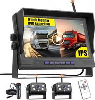 „Hikity“ 9 colių belaidė atbulinės eigos kamera, 1080P HD belaidės skaitmeninės kameros, skirtos lengviesiems automobiliams, sunkvežimiams ir visureigiams (12–24 V), Belaidė atbulinės eigos kamera, kurią galima greitai sumontuoti, su naktinio matymo funkc
