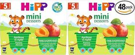 „HiPP Organic“ mini desertai „Abrikosai su obuoliais“, 6 x 4 x 100 g (24 puodeliai), nuo 5 mėnesių, be pridėto cukraus, kaip desertas arba košės ruošimui (2 vnt. pakuotė)