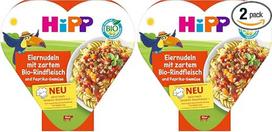„HiPP“ ekologiški kiaušinių makaronai su švelnia ekologiška jautiena, paprikomis ir daržovėmis (6 x 250 g), „Menu“ (2 vnt. pakuotė)