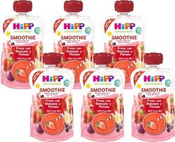 „Hipp“ vaikiški vaisiai išspaudžiamame maišelyje – kokteilių mišinys – „Nothing Else“, raudonieji vaisiai su obuoliais ir bananais, 137 ml