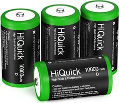 „HiQuick“ 4 vnt. „Mono D“ tipo baterijos, NI-MH įkraunamos „D“ tipo baterijos, didelės talpos – 10 000 mAh, 1 200 įkrovimo ciklų, 1,2 V „D“ tipo baterijos