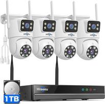 „Hiseeu“ belaidės lauko apsaugos kameros, „5G & 2.4G WiFi Pro“, belaidė namų apsaugos kamerų sistema, dvigubas objektyvas, 360° pasukimas ir pakreipimas, automatinis sekimas, spalvotas naktinis matymas