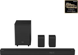 „Hisense AX5125H“ 5.1.2 kanalų garso juosta su belaidžiu žemų dažnių garsiakalbiu, 500 W, „Dolby Atmos“, „Bluetooth 5.3“, „EzPlay“, 4K HDMI perdavimas, suderinama su „Roku TV“, „DTS:X“, AUX/ARC/optinis/USB (2023 m. modelis)