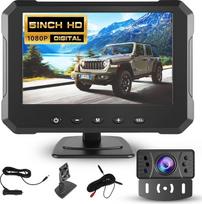 „Hodozzy Digital“ galinio vaizdo kameros ir monitoriaus rinkinys, 5 colių, 1080P HD, naktinio matymo funkcija, IP69 atsparumas vandeniui, plataus kampo objektyvas, lengvas montavimas su kabeliu ir trumpu numerio ženklo laikikliu, skirtas sunkvežimiams, pr