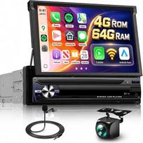 „Hodozzy“ 4G + 64GB automobilių radijas, 1 DIN su ekranu, belaidis „CarPlay“, „Android Auto“, 7 colių jutiklinis ekranas su išslystančiu ekranu, 1 DIN su GPS navigacija, „Wi-Fi“, „Bluetooth“, FM/RDS, DSP, atbulinės eigos sistema