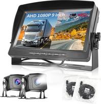 „Hodozzy“ dviguba atsarginė kamera ir galinio vaizdo kamera, vaizdo įrašymo funkcija, 9 colių LCD monitorius su vaizdo registratoriumi (DVR), IP69 standarto atspari vandeniui spalvota naktinio matymo automobilinė kamera su 2 x 10 m kabeliu, skirta sunkvež