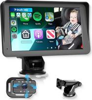 „Hodozzy“ kūdikių automobilinis veidrodis su belaidžiu „CarPlay“ ir „Android Auto“ palaikymu, 7 colių 1080p jutiklinis ekranas, kūdikių automobilinė kamera su „Bluetooth“, naktinio matymo funkcija „Superlink“, 360° galinių sėdynių kamera su monitoriumi, p