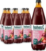 „hohes C Mild Red“ multivitaminai (6 x 1 l), 100 % sultys, obuoliai, vynuogės, juodosios serbentės, citrina, 7 vitaminai, be pridėto cukraus, mažiau rūgšties, tinka veganams