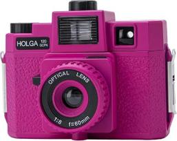 „Holga 120GCFN“ rožinis „Lomo“ vidutinio formato fotoaparatas su stikliniu objektyvu ir blykste