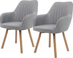 „holz4home“ 2 vnt. valgomojo kėdžių rinkinys, minkštos svetainės kėdės su medinėmis kojomis, sėdimoji dalis ir porankiai, paminkštintos ąžuolinės kojos, kėdės, skirtos svetainei, valgomajam, miegamajam (šviesiai pilkos spalvos)