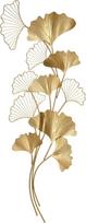 „HOMCOM“ 3D metalo sienų dekoracija, auksinė sienų dekoracija su ginkgo lapais, 138 x 70 cm