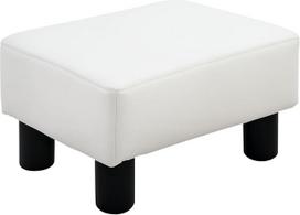 „Homcom“ Chesterfield pufas, kojų atrama, prieškambario suoliukas, be atlošo, dirbtinė oda, juoda / balta, 40 x 30 x 24 cm | Patogus pufas miegamajam ir svetainei