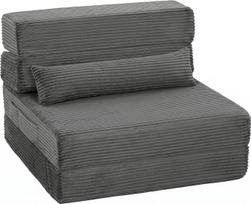 „HOMCOM“ sulankstoma sofos-lova su pagalve, 70 x 200 x 12,5 cm, tamsiai pilka | Sulankstoma sofos-lova, kėdė, grindų sofa su atlošu, šonine kišene, velveto efektu, skirta svetainei ir miegamajam