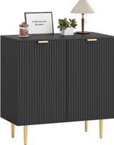 „HOMCOM“ virtuvės bufeto spintelė su 2 durelėmis, reguliuojama lentyna, pakeltomis metalinėmis kojelėmis, skirta virtuvei ir svetainei, 80 x 40 x 80 cm, juoda | Virtuvės daiktų laikymo spintelė, moderni kavos baro stotelė, metalinės kojelės, skirta priešk