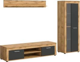 „Homes & Jones“ xonox.Home – „Jam“ svetainės komplektas, 3 dalys. (P/A/G: apytikriai 235/159/40 cm) iš „Wotan“ ąžuolo imitacijos / pilkos spalvos