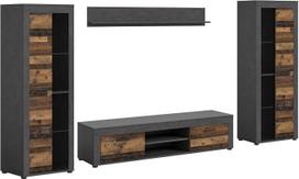 „Homes & Jones“ xonox.Home – „Jam“ svetainės komplektas, 4 dalys. (P/A/G: apytikriai 310/159/40 cm) iš „Wotan“ ąžuolo imitacijos / pilkos spalvos