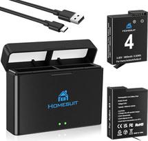 „Homesuit Osmo Action 6, 5, 4, 3“ baterija (1800 mAh) ir dvigubas USB LED įkroviklio rinkinys, skirtas „DJI Osmo Action 6“, „Osmo Action 5“, „Osmo Action 4“ ir „Osmo Action 3“ kameroms. „DJI Action Extreme“ baterija (2 vnt. rinkinys)