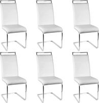„Homewell“ valgomojo kėdės, 6 vnt. rinkinys, ergonomiška sėdimoji dalis, U formos valgomojo kėdė, sūpyninė kėdė, konsolinė kėdė, su PU odos paminkštinimu virtuvės kėdė ir nerūdijančio plieno kojos (baltos, 6 vnt.)