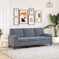 „Homgoday“ 3-vietė sofa su dekoratyvine pagalve. Sofa su atlošu. Poilsio sofa. Šiuolaikiška svečių sofa. Sėdimoji baldai. Dvivietė sofa. Sofa, skirta svetainei, miegamajam, biurui. Tamsiai pilka, 180 cm, aksominė.