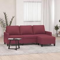 „Homgoday“ 3-vietė sofa su pufu, sofa, sofos, poilsio sofa, svečių sofa, L formos sofa, kampinė sofa, poilsio sofa, kampinė sofa, sėdimoji baldai, skirti svetainei, miegamajam, biurui, vyno raudonos spalvos, 180 cm