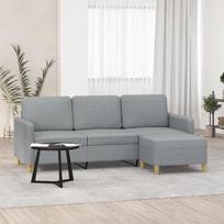 „Homgoday“ 3-vietė sofa su pufu, sofa, sofos, poilsio sofa, svečių sofa, atsipalaidavimo sofa, kampinė sofa, L formos sėdimoji baldų komplektas, skirtas svetainei, miegamajam, biurui, šviesiai pilkos spalvos, 180 cm, audinio apmušalas