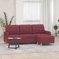 „Homgoday“ 3-vietė sofa su pufu, sofa, sofos, poilsio sofa, svečių sofa, L formos sofa, kampinė sofa, poilsio sofa, sėdimoji baldai, skirti svetainei, miegamajam, biurui, vyno raudonos spalvos, 180 cm, audinio apmušalai