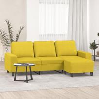 „Homgoday“ 3-vietė sofa su pufu, sofa, sofos, poilsio sofa, svečių sofa, poilsio sofa, kampinė sofa, L formos kampinė sofa, sėdimoji baldai, skirti svetainei, miegamajam, biurui, šviesiai geltona, 180 cm, audinys