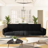 „Homgoday“ dvivietė sofa su 2 pagalvėlėmis, juodo aksomo sofa-lova, moderni svetainės sofa, 220 x 84,5 x 69 cm