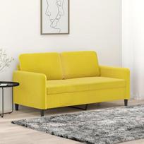 „Homgoday“ dvivietė sofa, geltona, 140 cm, aksominė, išskleidžiama sofa, svetainės sofa, sofos, lauko, sodo, svetainės, terasos, lauko