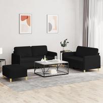 „Homgoday“ juodos spalvos audinio dvivietė sofa su pėdos atrama, 120 cm, apmušta, metalinis karkasas, „Comfort“ modelis 3202098