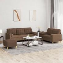 „Homgoday“ Model3201333 2/3-vietė sofa su pėdų atrama ir dekoratyvine pagalvėle – patogi ir tvirta, ruda