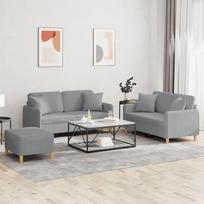 „Homgoday“ Model3202110 dvivietė sofa su pėdų atrama ir pagalvėle, audinio ir metalo, sėdimosios dalies plotis 140 cm, šviesiai pilka