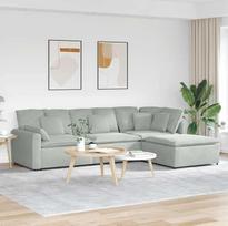 „Homgoday“ Model3321189 modulinė aksominė sofa, šviesiai pilka, „Comfort“, 4 dalių, 312 x 205 x 64 cm, erdvi sėdimoji dalis