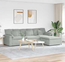 „Homgoday“ Model3321069 modulinė aksominė sofa, šviesiai pilka, patogi, modulinė konstrukcija, erdvi sėdimoji dalis, 324 cm