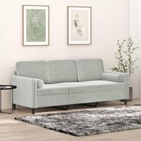 „Homgoday“ trijų vietų sofa su šviesiai pilkomis pagalvėlėmis, 180 cm, iš aksomo, baldas, tinkamas kaip miegamoji sofa, svetainė, sofa, lauko sofa, sodo sofa, svetainė, terasa, modelis 3200891