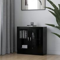„Homgoday“ vitrina, juoda, 82,5 x 30,5 x 80 cm, medinė, moderni knygų spinta su stiklinėmis durelėmis, atskirai stovinti vitrina ir daiktų laikymo spinta, skirta svetainei, biurui, bufetas, lentyna